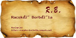 Racskó Borbála névjegykártya